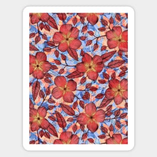 Coral Summer - a hand drawn floral pattern Magnet